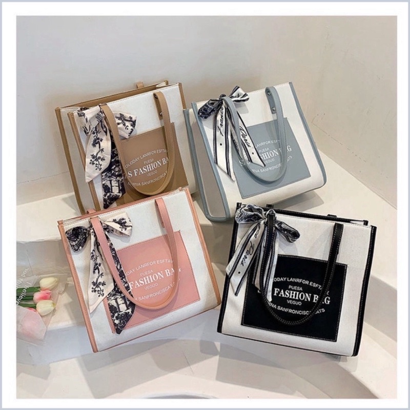 Túi xách nữ công sở,túi tote da đeo vai đi học đi làm thời trang cao cấp dáng hộp chữ nhật Fashion Kèm Khăn Lụa
