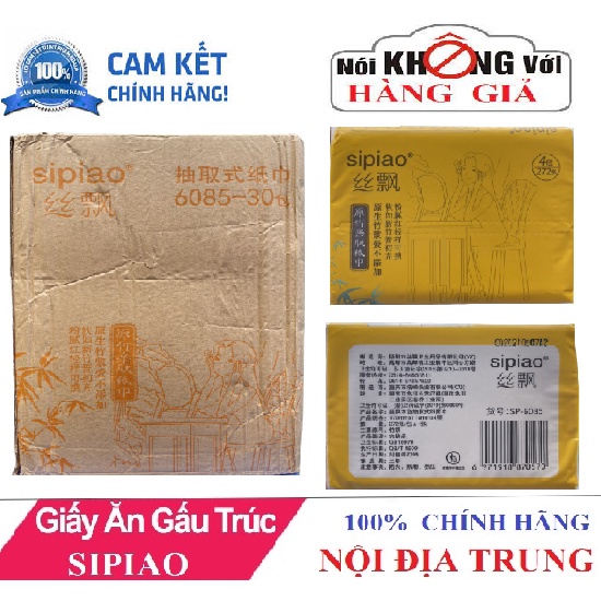 THÙNG 30 GÓI GIẤY ĂN GẤU TRÚC SIPIAO CÔ GÁI 6085-30 SIÊU DAI KHÔNG MÙI