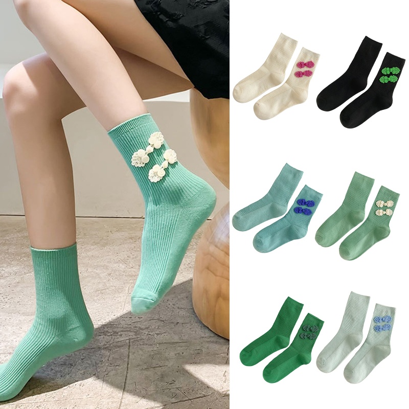 Youyo Vớ Cotton Cổ Vừa Thời Trang Dành Cho Nữ