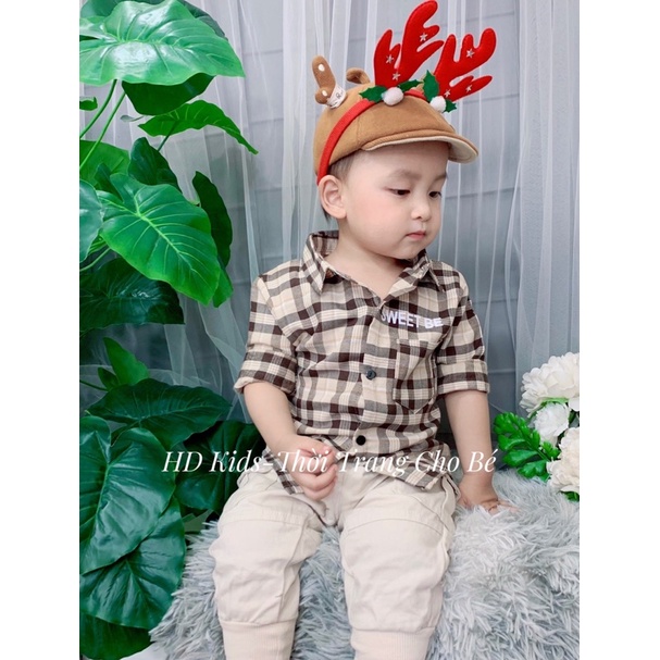[ẢNH THẬT] ÁO SƠ MI KẺ VẢI THÔ ĐŨI MỀM CHO BÉ TRAI