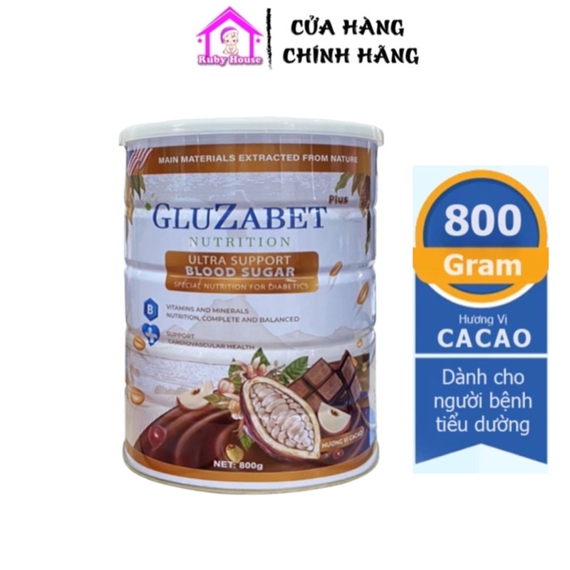 Sữa tiểu đường Gluzabet lon 800g hàng chính hãng giá tốt- ổn định đường huyết