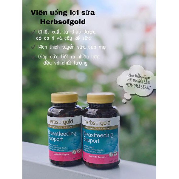 Viên uống lợi sữa Herbs Of Gold Breastfeeding Support của Úc, Mẫu mới