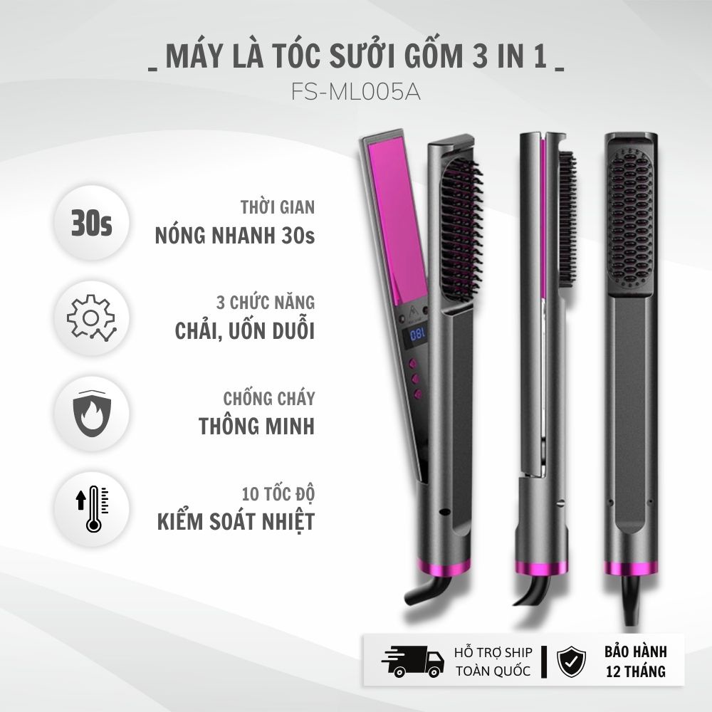 Máy duỗi tóc 3 IN 1 đa năng công suất 60W, có 4 mức độ chỉnh nhiệt dễ sử dụng bảo hành toàn quốc