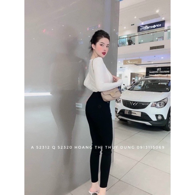 Quần legging C.H.A.N.E.L cạp cao co dãn kèm hộp sịn
