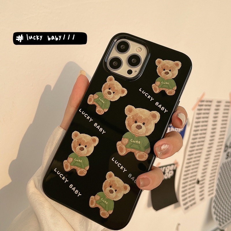 (SIÊU RẺ) Ốp iphone gấu đen Lucky baby 6/6plus/6s/6splus/7/7plus/8/8plus/x/xr/xs/11/12/13/pro/max/plus/promax