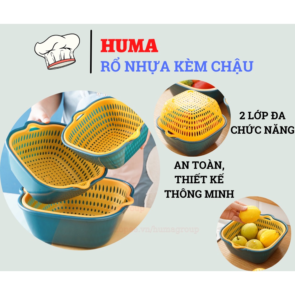 Rổ Nhựa Chữ Nhật Đựng Đồ - Bộ Thau Rổ Nhựa Vuông Đa Năng 6 Món Đựng Rau, Trái Cây Cao Cấp Đa Năng