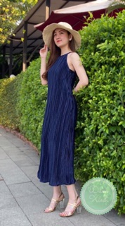 Váy bầu maxi đi biển 2s xếp li