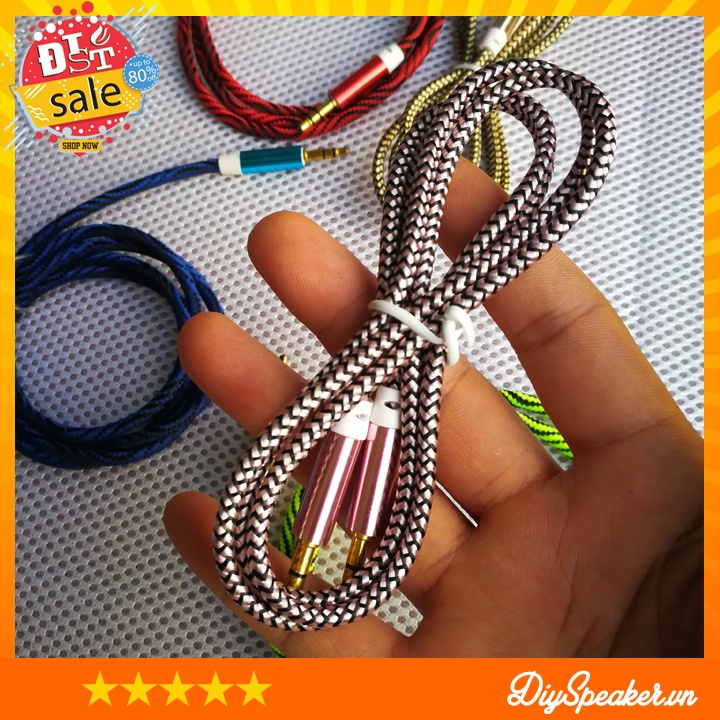 Dây cáp âm thanh, dây aux audio  2 đầu mạ vàng, bọc dù chống đứt