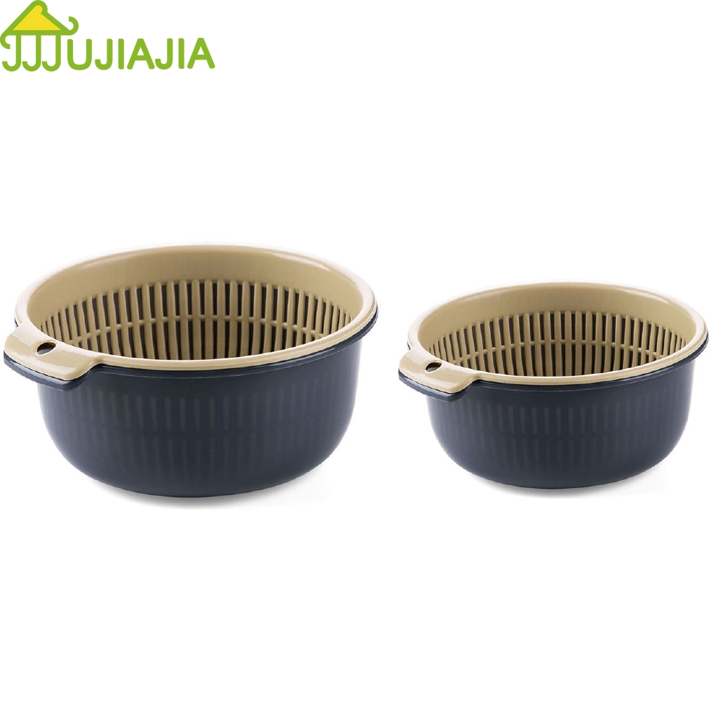 Rổ rửa rau củ JUJIAJIA thiết kế hai lớp để ráo nước tiện dụng cho nhà bếp