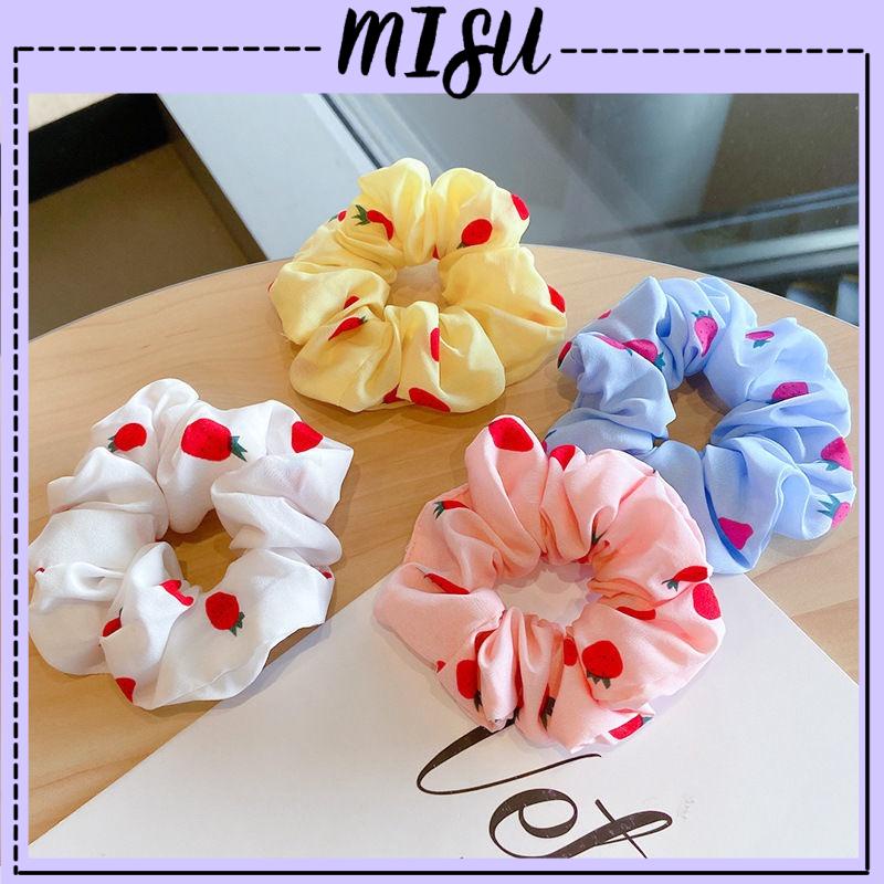 Dây Cột Tóc Scrunchies Hình Quả Dâu Tây Đơn Giản Ngọt Ngào Cho Nữ - Misu Shop