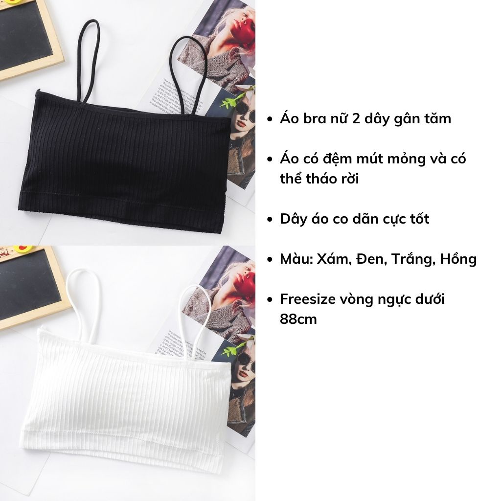 Áo bra nữ 2 dây mảnh gân tăm gợi cảm, áo lót nữ đệm mút mỏng đẹp và dễ thương LANIXA B809