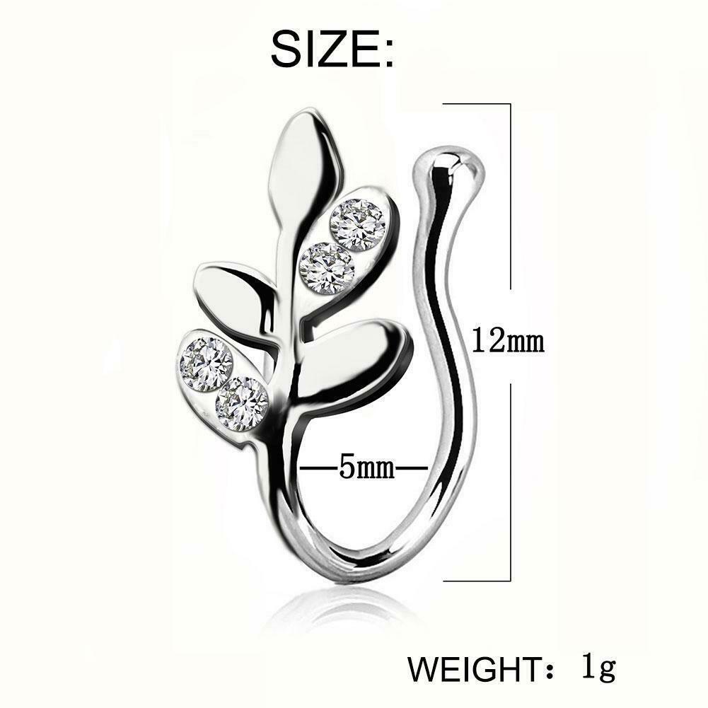 Fashion Fake Nose Ring Star Heart Leaf Faux Clip On Nose Fake Piercings Ring Y8J6