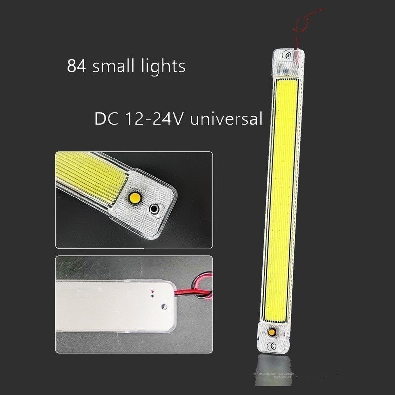 Thanh đèn 84/108 LED COB ánh sáng trắng kèm công tắc gắn trần nhà trang trí nội thất xe hơi tiện dụng