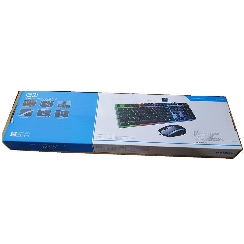 Bộ Bàn Phím Giả Cơ và Chuột Quang Chơi Game G21B Led 7 Màu