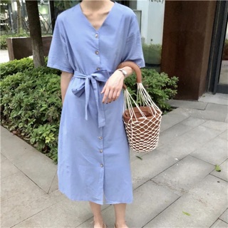 Váy ulzzang tím order cổ V