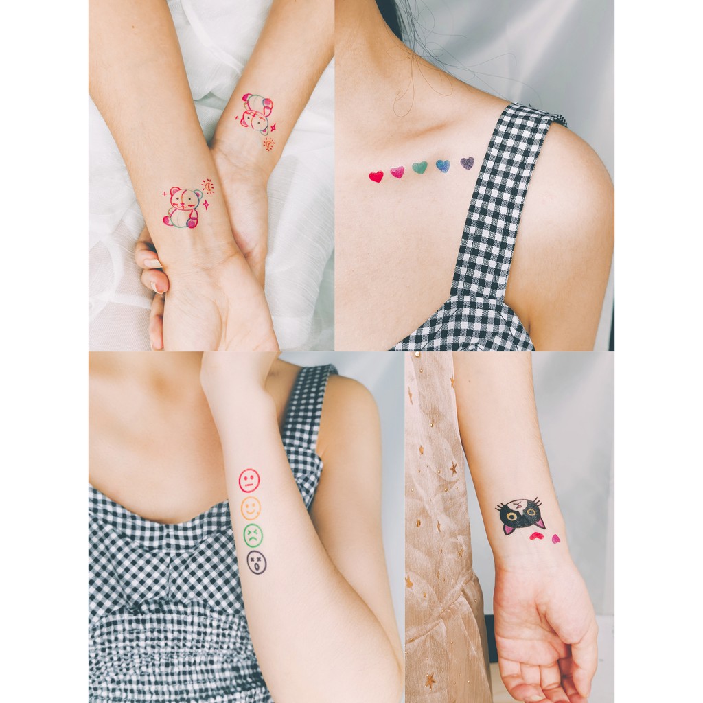 Set 30 miếng dán hình xăm hình mặt cười phong cách Hàn Quốc dễ thương