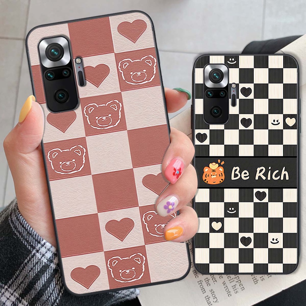 Ốp Xiaomi Redmi Note 10 / Note 10 Pro gấu Bear rick caro vuông thời trang siêu đẹp