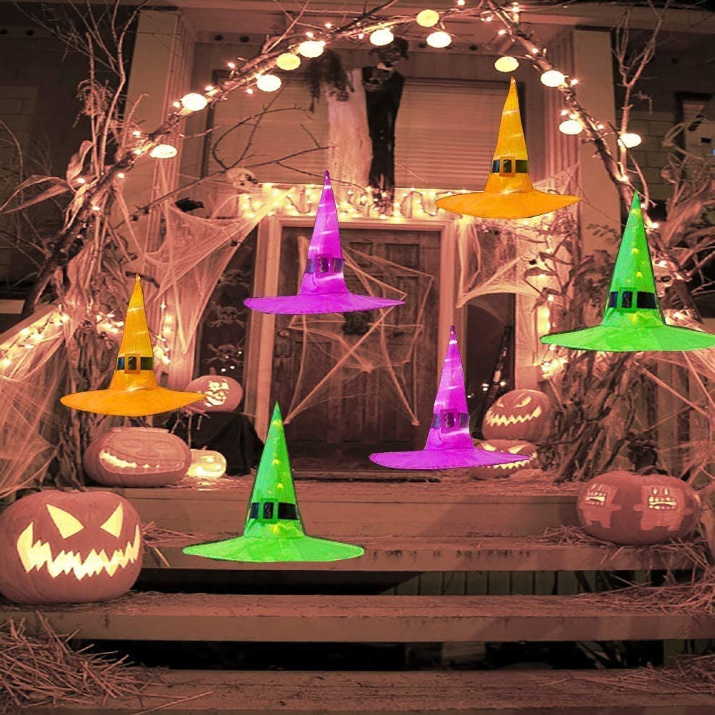 (Hàng Mới Về) Bộ 6 Mũ Phù Thủy Dạ Quang Trang Trí Halloween N6Vn