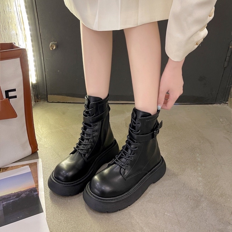 Giày Bốt Dây Buộc Đế Độn Khoá Kéo Sau Phong Cách | BigBuy360 - bigbuy360.vn