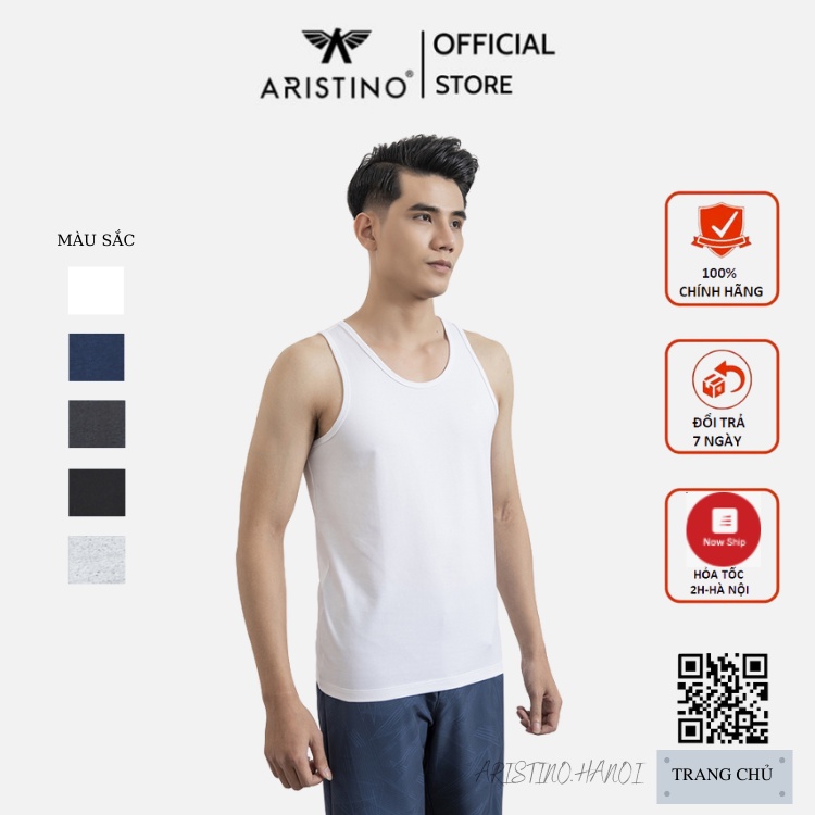 Áo Thun Ba Lỗ Nam ARISTINO ATTR03 3 Lỗ Mặc Lót Trong Tập Gym trơn màu dáng Tanktop vai nhỏ vải polyester thể thao[HANOI]
