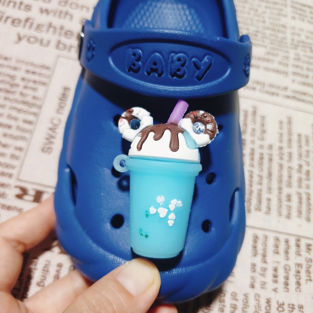 [Ly giải khát 4D] Nút gắn hkdesign/ phụ kiện trang trí gắn dép có lỗ, dép duet, sục LOẠI TO NHỰA