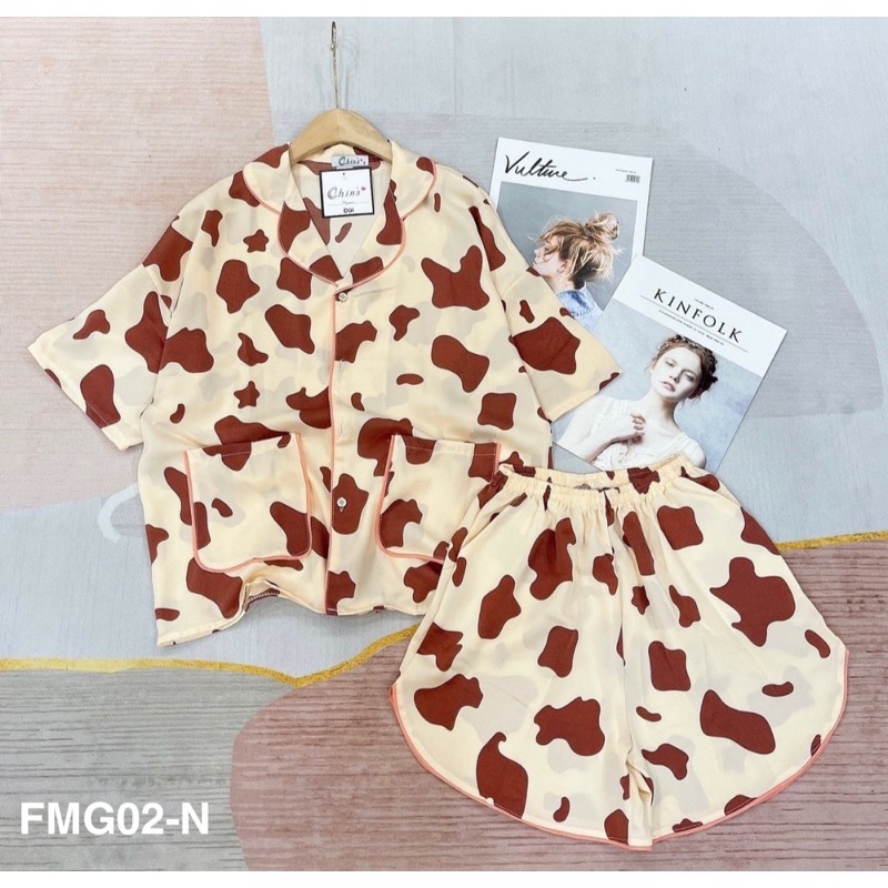 Pijama cánh tay dơi lụa mango