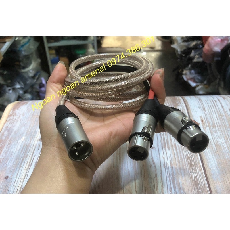 dây tín hiệu chia 1 canon xlr đực có chân ra 2 canon xlr cái có lỗ hàng cao cấp