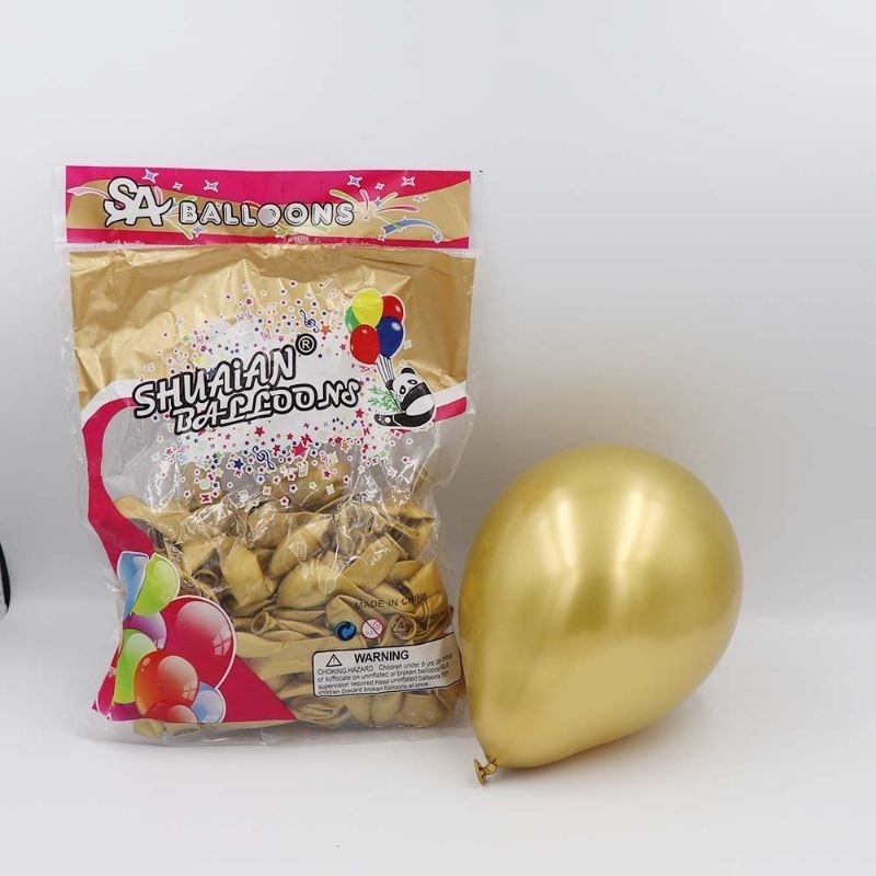 Set 50 Bong Bóng Cao Su 5 Inch Màu Vàng Hồng Dùng Trang Trí Tiệc Cưới / Sinh Nhật