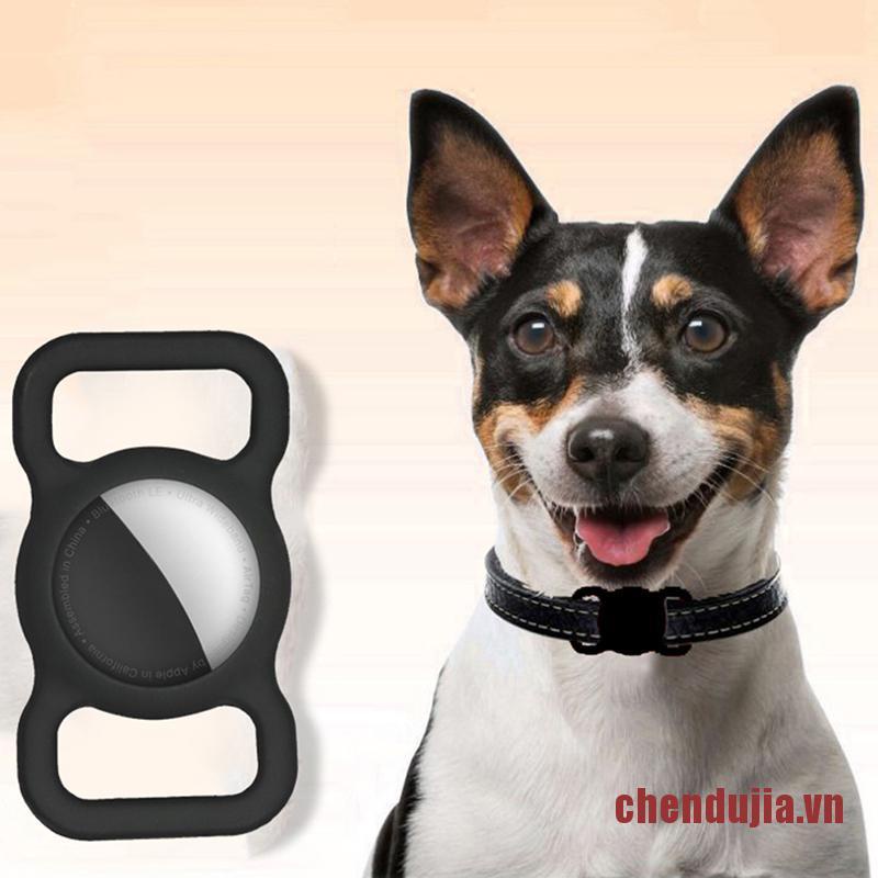 DUJIA Pet Silicone Protective Case GPS Dog Cat Collar Loop for Airtag Anti-lost Device