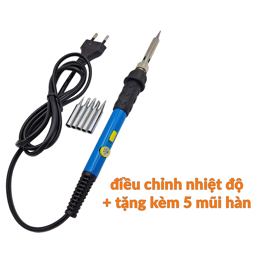 COMBO Mỏ hàn điều chỉnh nhiệt độ 936 60W kèm 5 mũi hàn + dụng cụ hút thiếc + đế gác mỏ hàn + thiếc hàn 0.6 50g