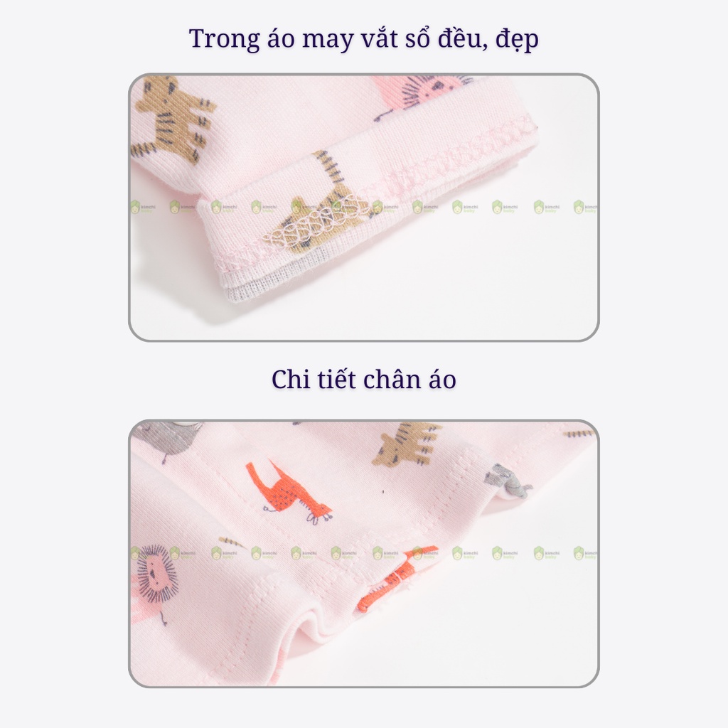 Bộ Sơ Sinh Bé Gái, Bé Trai Minky Mom Vải Cotton Borip Động Vật, Bộ Dài Tay Cho Bé Thu Đông MKMSS2104