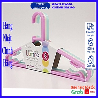 Set 8 móc phơi quần áo (xanh, hồng) Hàng Nhật Chính Hãng