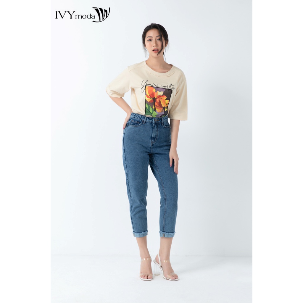 Quần baggy nữ gấu lật IVY moda MS 25B8007