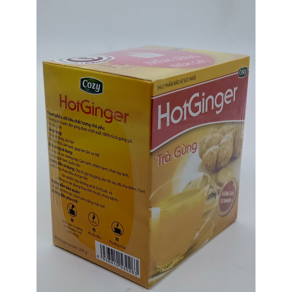 Trà gừng hòa tan Hot Ginger Cozy 200g (20 túi x 10g)