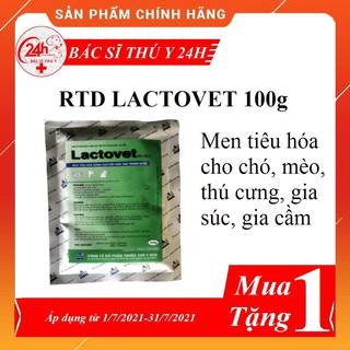 Thuốc thú y Men tiêu hóa chó mèo thú cưng Lactovet 100g phòng chữa tiêu chảy