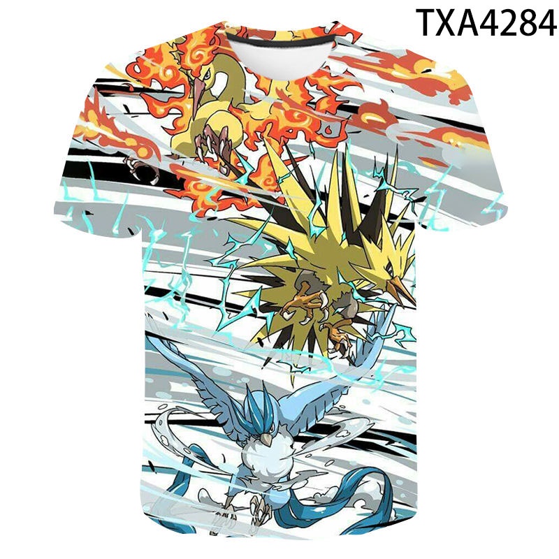 Áo Thun Ngắn Tay In Hình Pokemon 3d Dễ Thương Dành Cho Các Bé