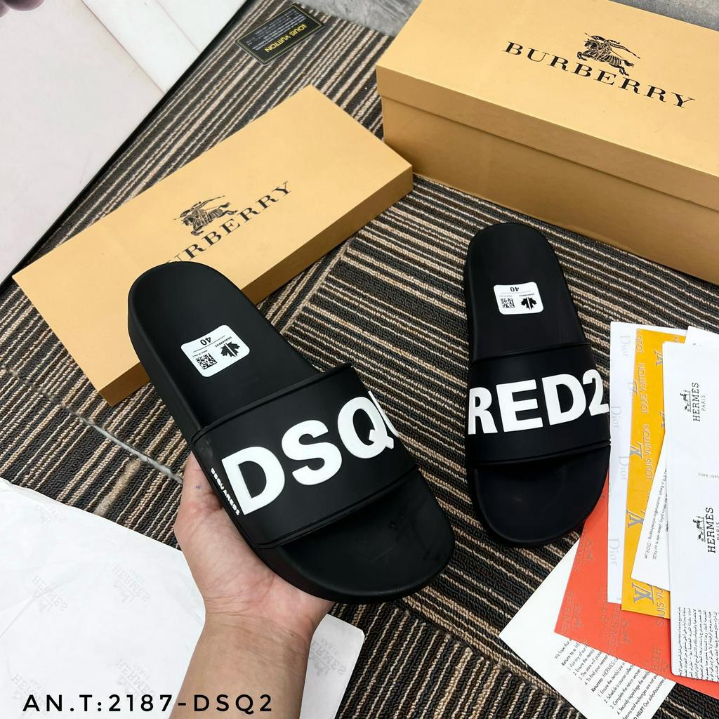 Dép Nam D.S.Q Quai Ngang Dập Chữ Logo Siêu Đẹp - Dép Quai Ngang DSQ Đế Chống Trơn Cao Cấp