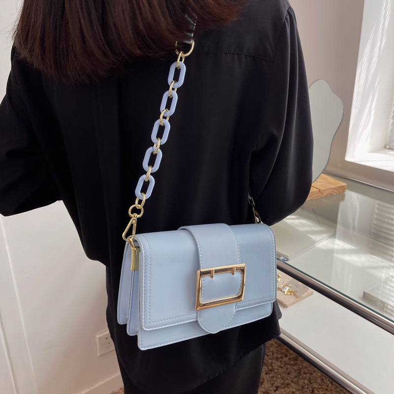 Túi Đeo Vai Hình Vuông Cỡ Nhỏ Phối Dây Xích Thời Trang Cho Nữ