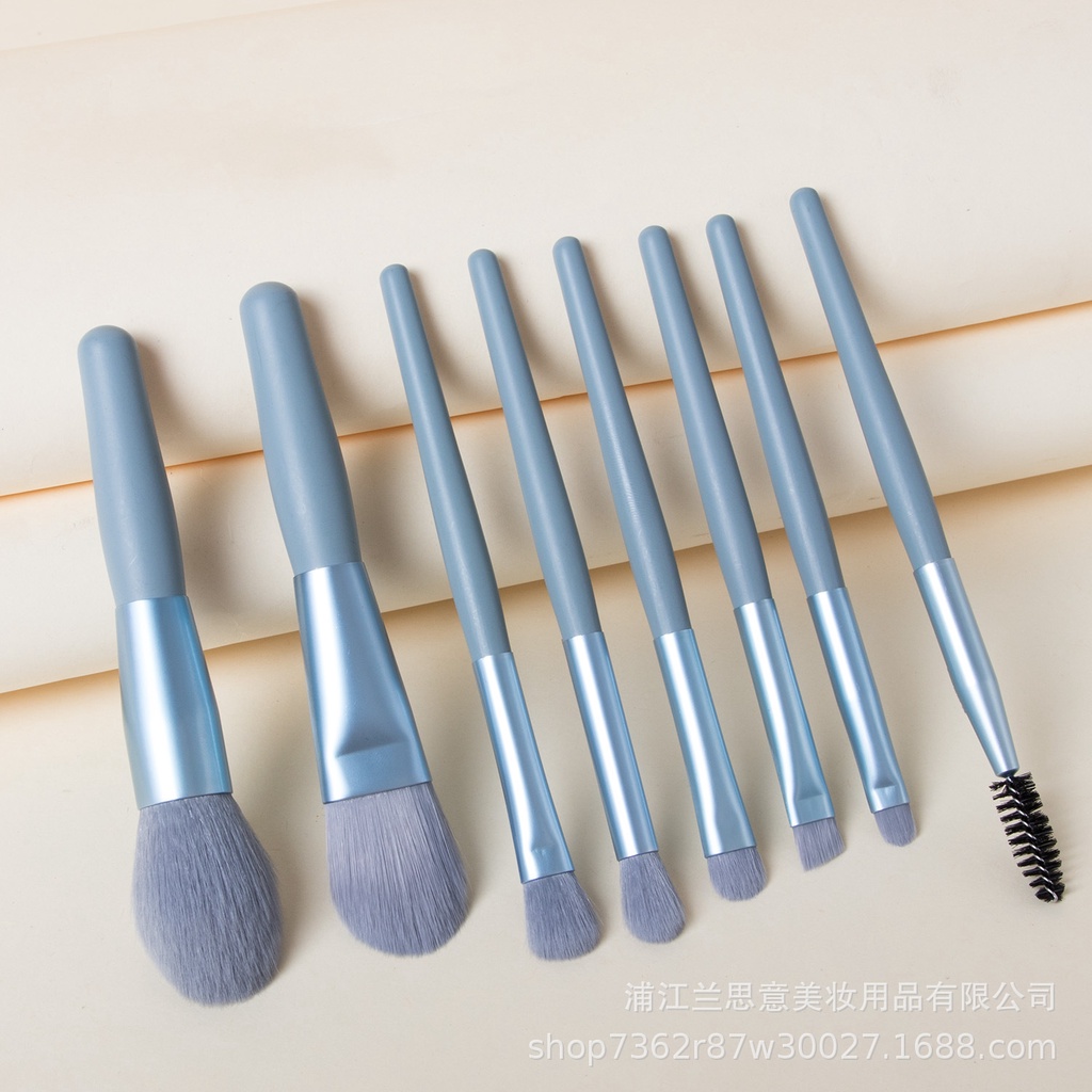 Bộ cọ trang điểm size nhỏ 8 món kèm túi da màu pastel M8030 - Hàng nội địa Trung