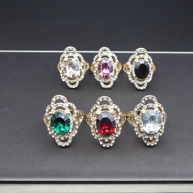 30pcs Nhẫn Đính Kim Cương Nhân Tạo Màu Xanh Dương/Hồng Thời Trang Cho Nữ