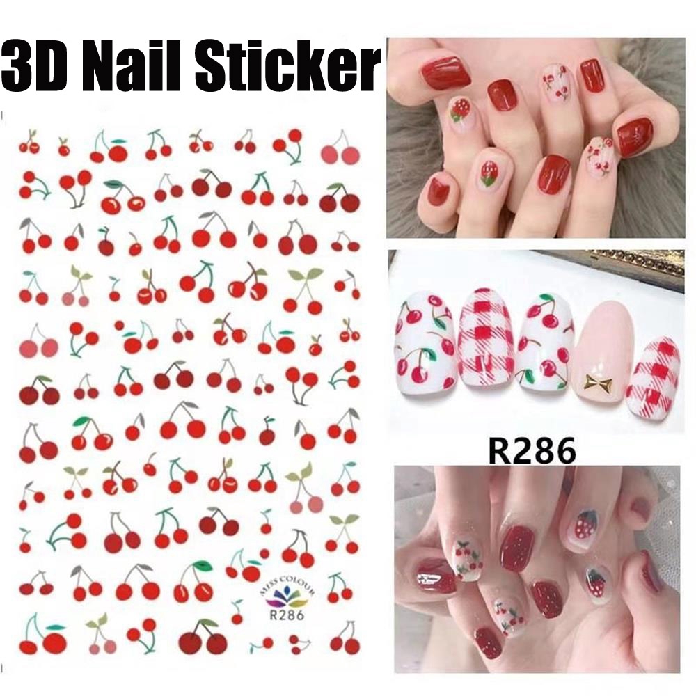 Sticker Dán Móng Tay Họa Tiết Trái Cây Màu Cầu Vồng Thời Trang Cho Nữ