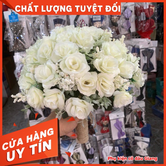 Hoa cưới - hoa cầm tay cô dâu - hoa Hồng tỷ muôi trắng