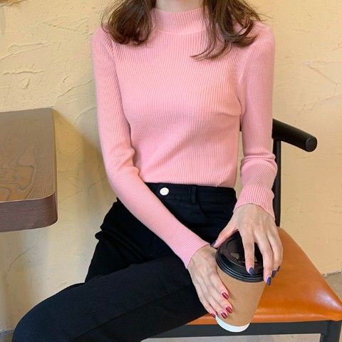 Áo Giữ Nhiệt Nữ Knitted Coat Women's Long Sleeve New Slim Solid Color Top