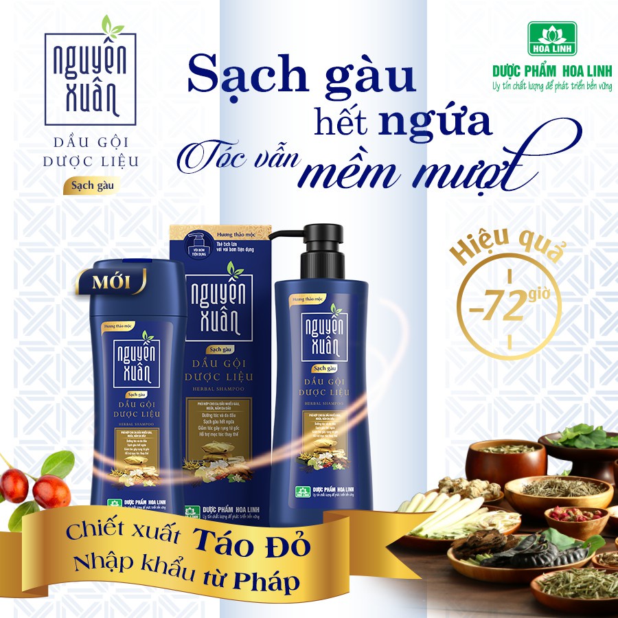 Dầu gội Dược liệu Nguyên Xuân Sạch gàu - Dành cho tóc gàu, ngứa