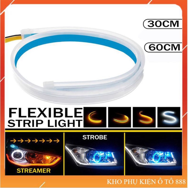 [ Freeship Xtra ] Bộ 2 Dây Đèn Led Mí Ô Tô Tích Hợp Xi Nhan Nháy Đuổi 30cm 45cm 60cm Silicon Chống Nước sasa