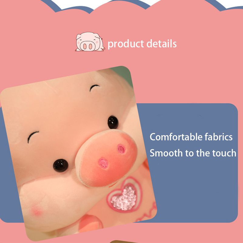 Thú nhồi bông đồ chơi lót cotton mềm hình chú heo thiên thần in trái tim 7.8-25.5in dùng làm gối/ quà tặng cho bé