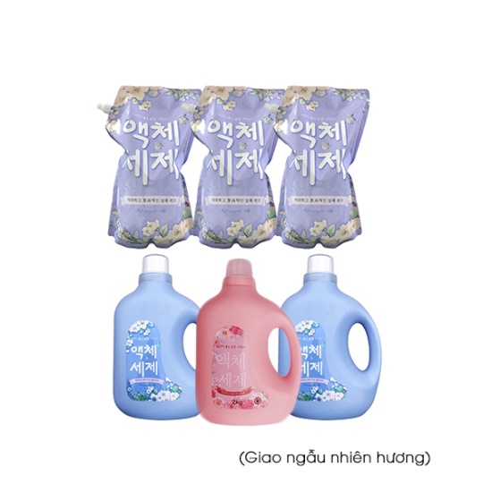 SIÊU HOT COMBO [BLUE] 3 can+3 túi nước giặt+ 2 gói VSLG Sandokkaebi+ 2 túi NRC Blue 800ml+ 2 gói bột thông cống Blue