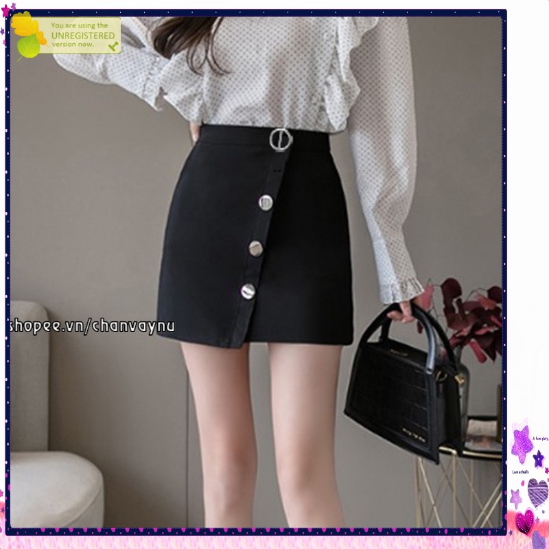 Quần giả váy nữ CVDP 1 khoen tròn + 3 nút sắt to mẫu a5 màu đen size S,M MT925 mới lạ chuẩn store siêu đẹp freeship 50k