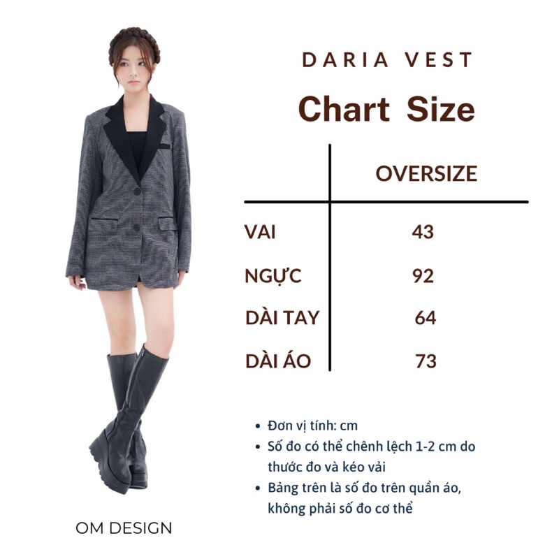 Áo vest dạ hoạ tiết phối đen trắng - Daria vest