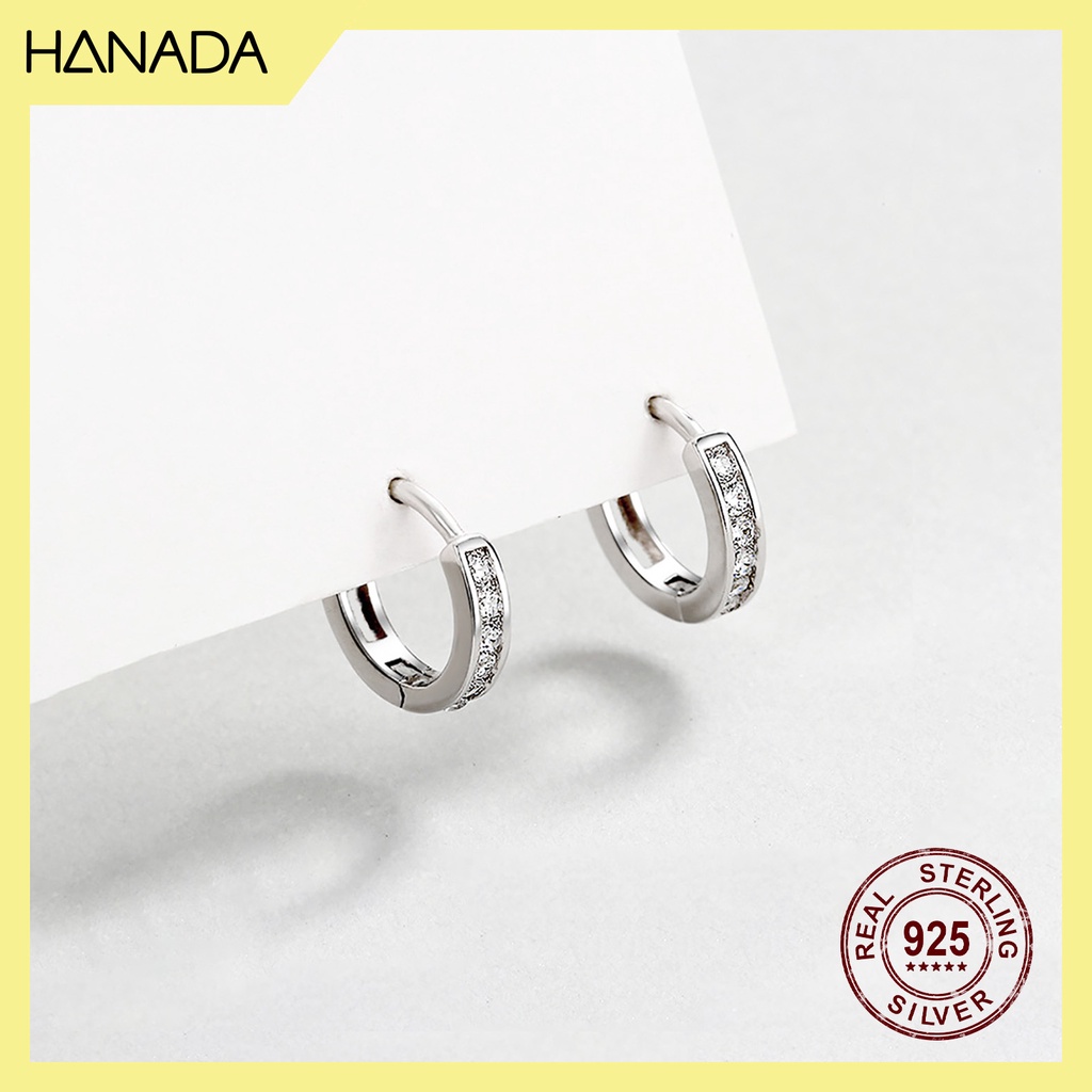 Khuyên Tròn Bạc 925 Dày 2.4mm Bấm Bật Đính Đá Đơn Giản Khoen Tròn Nam Nữ Hanada 1047